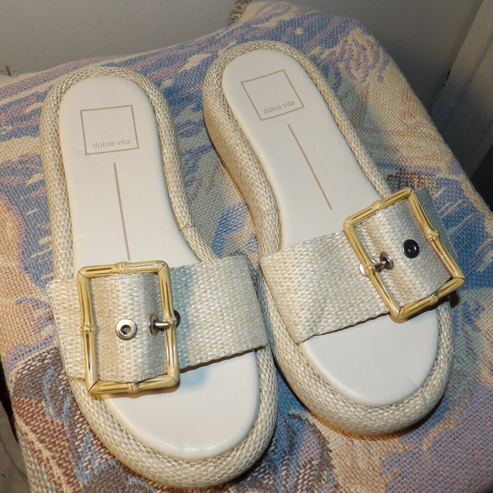 NWOT Dolce Vita Farza Woven Raffia Sandal Slides 5/28/2022 Sz 8
